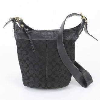 Coach Black Leather Canvas Handbag Shoulder Bag Tote Bag (Pre-Owned)