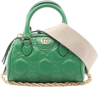Gucci Pre-owned GG Matelasse Leren Handtas - Dames - Vintage Mini Tas - Groen - ONE Size - Leer - Vintage