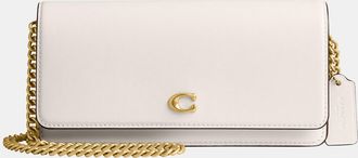 Coach Womens Evie Long Wallet With Chain - White Leather - One Size