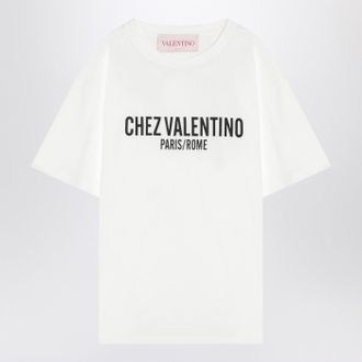 Valentino Ivory T Shirt With Chez Valentino Print