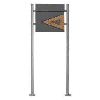 ML Design Ecd Germany Buz&oacute;n De Correos Con Soporte 120 Cm Para Cartas Con Compartimento Para Peri&oacute;dicos Antracita Con Detalle De Madera Para Exterior De Acero I