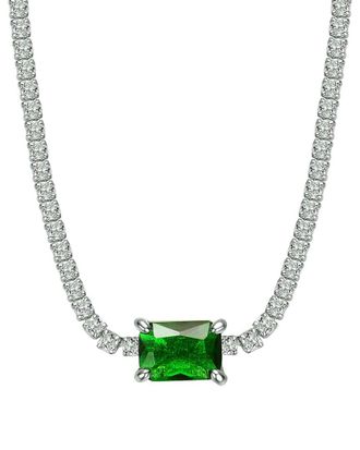 Genevive Silver Cz Solitaire Necklace