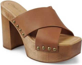 Candie's Maggy Platform Slide Sandal in Tan Leather at Nordstrom, Size 11
