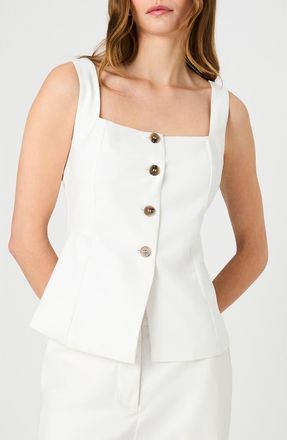 French Connection Square Neck Twill Top in Summer White at Nordstrom, Size X-Large