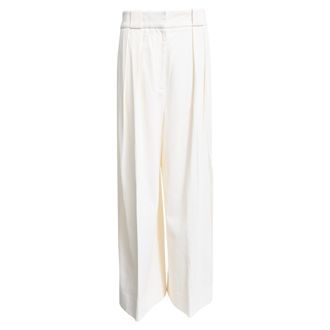 Khaite Pleated Wide-Leg Trousers in White Viscose