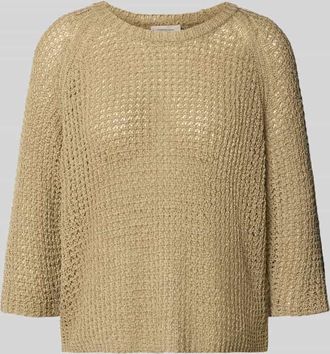 Freequent Strickshirt mit Rundhalsausschnitt und 3/4-Arm in Beige, Gr&ouml;&szlig;e XXL