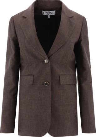 Loewe Womens Linen Blazer - Dark Brown - Size EU 36 (Womens)