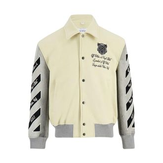 Off-white Relaxed Varsity Wool Denim Jacket - male - Off White - Bomber Jackets - Multicolor - M - Jackets