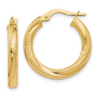 Diamond2Deal 10K Yellow Gold Round Shape Fancy Hoop Earrings