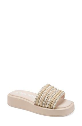 Karl Lagerfeld Ortley Platform Wedge Slide Sandal in Natural at Nordstrom, Size 5.5