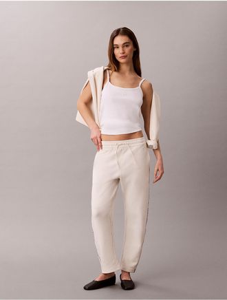 Calvin Klein Jeans Calvin Klein Womens Logo Tape Barrel Pants - White - XL