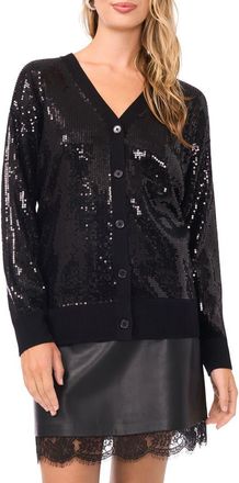 Vince Camuto Sequin Cardigan in Rich Black at Nordstrom, Size X-Small