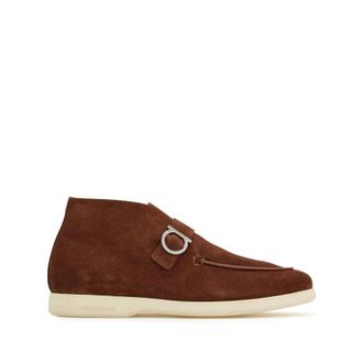 Ferragamo Gancini Buckle Desert Boots, Size 9 E
