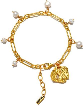 Sequin Daniela Seashell Freshwater Pearl Anklet in Gold/Pearl at Nordstrom