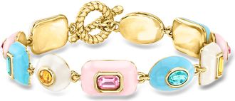 Ross-Simons 14kt Yellow Gold-Plated Bracelet With Simulated Multicolored Gemstones and Enamel
