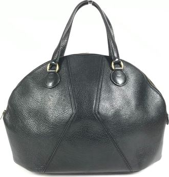 Herm&egrave;s Black Leather Handbag Tote Bag (Pre-Owned)