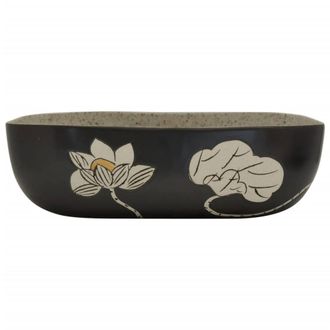 Berkfield Home Durable Countertop Basin Grey & Black Rectangular 48x37.5x13.5