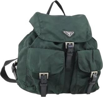 Prada Pre-owned Nylon Rugzak - Dames - Vintage Rugzakken - Groen - ONE Size - Nylon - Vintage