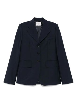 Miu Miu Blazer met logo applicatie - Blauw