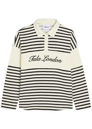 Tala Rugby Striped Cotton-blend Polo Jumper - Ivory - S (UK8-10 / S)