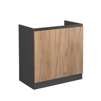 Vicco Armario Bajo Para Fregadero R-line, Roble Dorado, 80 Cm En Forma De J, Sin Encimera Vicco