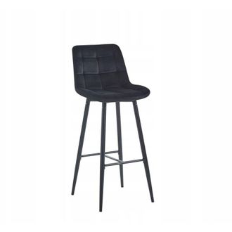 OEM Silla De Bar Loft Terciopelo Negro Metal Patas Negras Furnitex