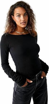 Free People Lizzy Long Sleeve Shirt In Black