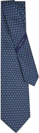 Ferragamo Cravatta con logo Gancini jacquard - Blu