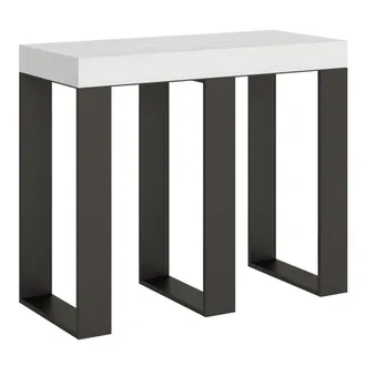 Itamoby Consolle Allungabile 90x40/196 Cm Sintesi Small Premium Bianco Frassino Telaio Antracite