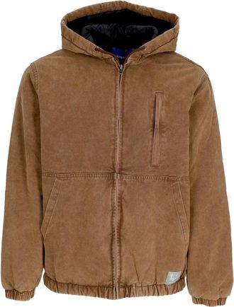 Usual Katoenen Jas met Capuchon- Rits en Zakken - Heren - Winterjassen - Bruin - S - Katoen - Jassen