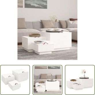 vidaXL Contenitori portaoggetti - Contenitori con Coperchi 3 pz Bianchi in Legno Massello di Pino