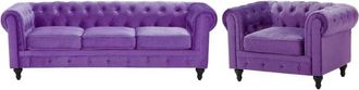 Beliani Living Room Set 4 Seater CHESTERFIELD Velvet Violet