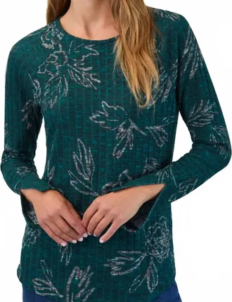 FDJ Long-Sleeve Ribbed Top In Spruce Bloomsburry