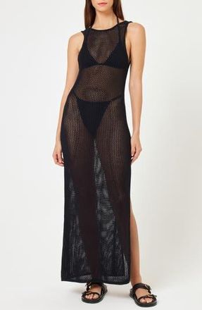 L*Space Villa Nova Open Stitch Cotton Cover-Up Tank Dress in Black at Nordstrom Rack, Size X-Small