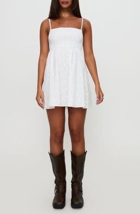 Princess Polly Casie Embroidered Cotton Mini Sundress in White at Nordstrom Rack, Size 10