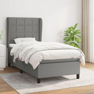 vidaXL Vidaxl - Cama Box Spring Con Colch&oacute;n Tela Gris Oscuro 90x190 Cm
