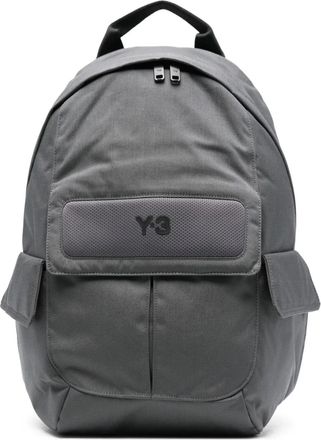 Yohji Yamamoto Zaino con logo e tasca - Grigio