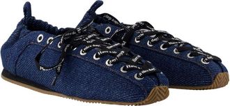 Ganni Womens Lace-Up Sporty Ballet Flat Blue Synthetic