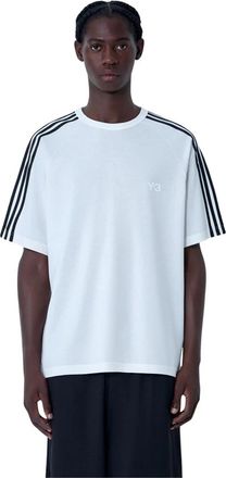 Yohji Yamamoto Gestreept Logo Motif T-shirt - Heren - T-shirts - Wit - 2XS - Tops