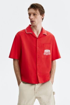 H&M Relaxed-fit printed shirt in Light Red/richmond at Nordstrom, Size Xx-Large