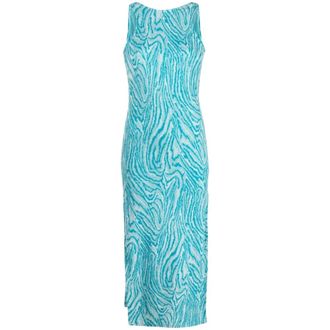 Vitelli Kleedjes, Dames, Blauw, M, Flow Jacquard Scoop Back Maxi Jurk