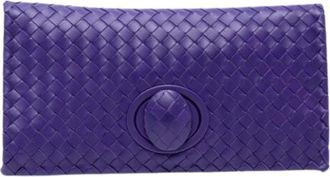 Bottega Veneta Pre-owned Clutches, female, Purple, Size: ONE SIZE Pre-owned Leather Clutch