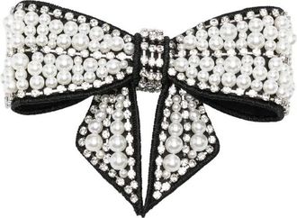 Self Portrait Accessories, female, Black, ONE SIZE, Pearl Satin Bow Hairclip