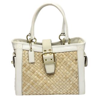 Coach White Leather Handbag Tote Bag (Pre-Owned)