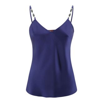 Max Mara Blauwe satijnen top zonder mouwen - Dames - Tops zonder mouwen - Blauw - M - Satijn - Tops