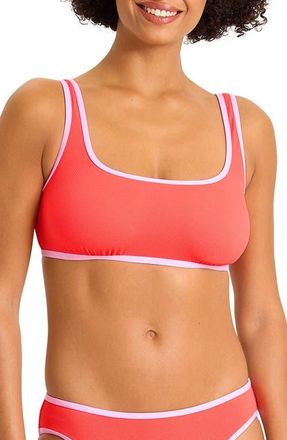 Tommy Bahama Island Cays Cabana Contrast Binding UPF 50+ Bikini Top in Citrus Coral at Nordstrom, Size X-Large