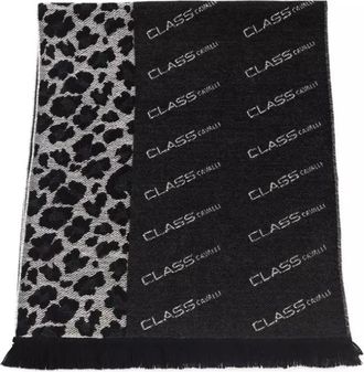Cavalli Zwart Animalier Wollen Sjaal - Heren - Wintersjaals - Zwart - ONE Size - Wol - Accessoires
