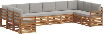 vidaXL Conjunto De Sof&aacute;s De Exterior 10 Uds. Gris Natural Y Claro Vidaxl
