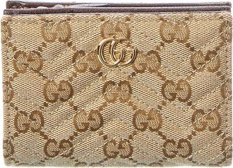 Gucci Gg Marmont Small Gg Canvas & Leather Card Case
