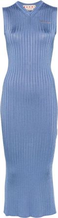 Marni logo-jacquard ribbed-knit maxi dress - women - Viscose/Elastane/Polyamide - 38 - Blue